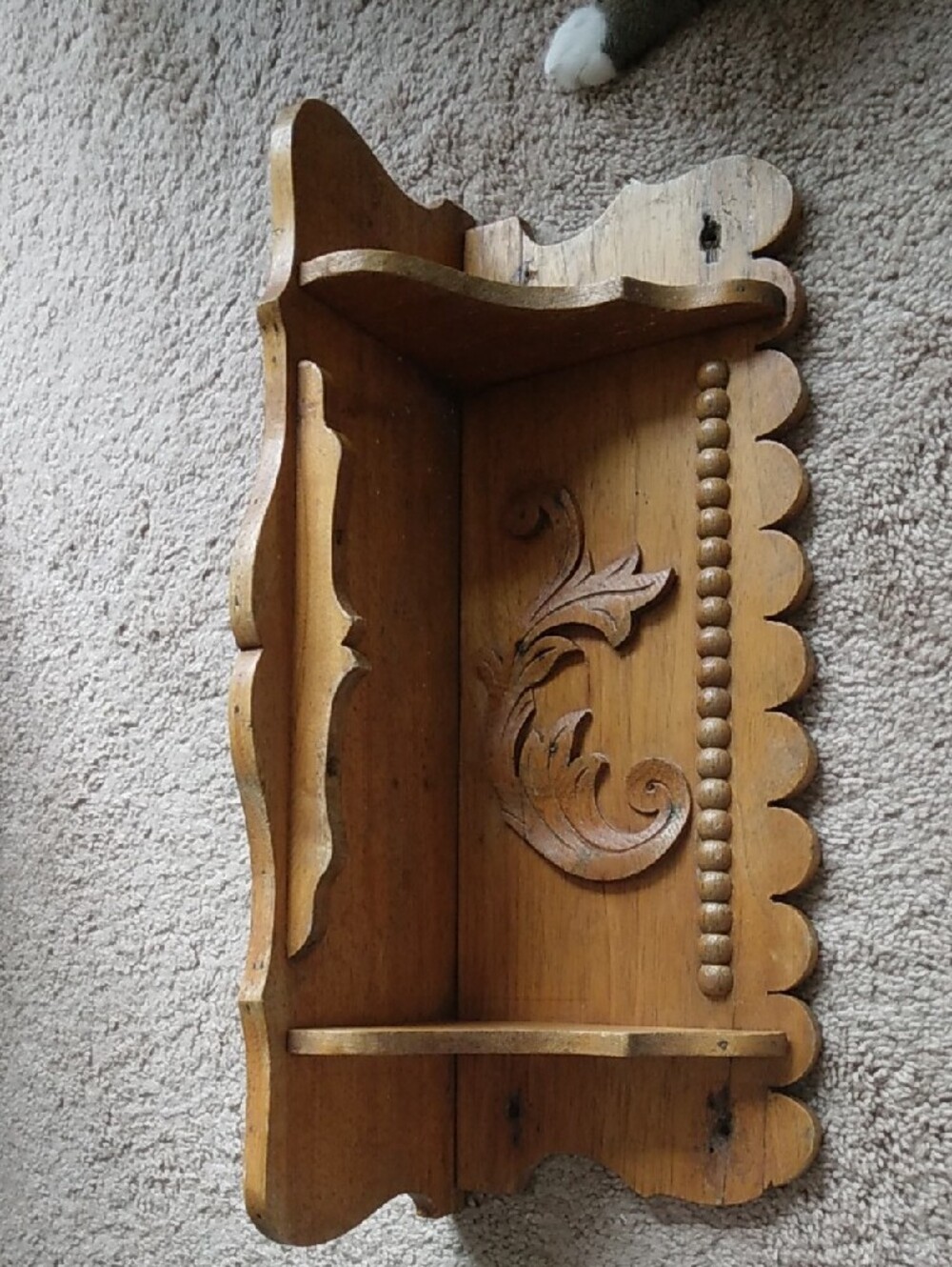 Decorative Carved Wood Wall Shelf - Natural Brown - Picture 8 of 16